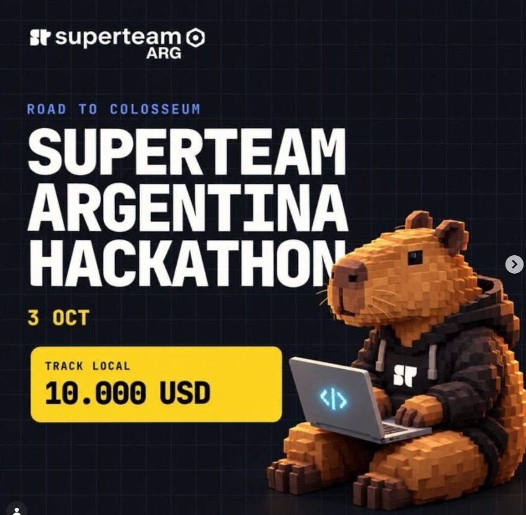 Afiche del Superteam Argentina Hackathon, Road to Colosseum, 3 de octubre